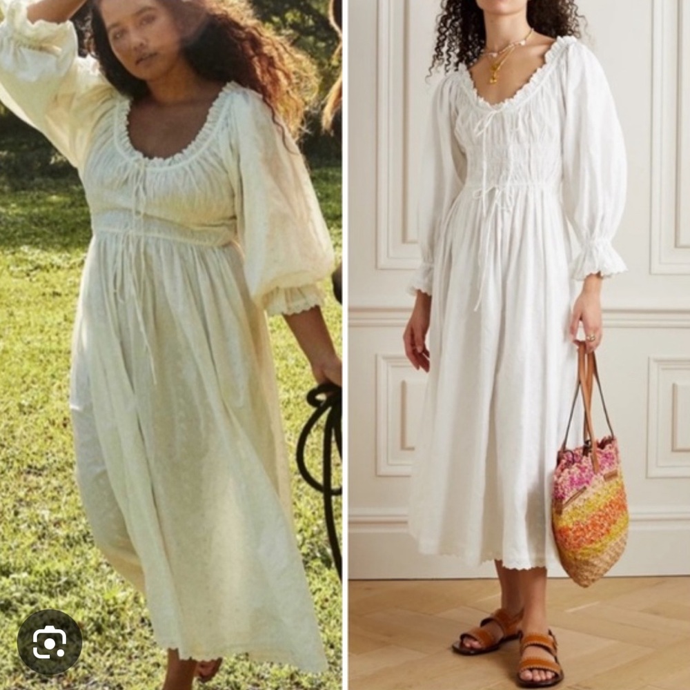 NWT Doen Isolde shirred eyelet dress L